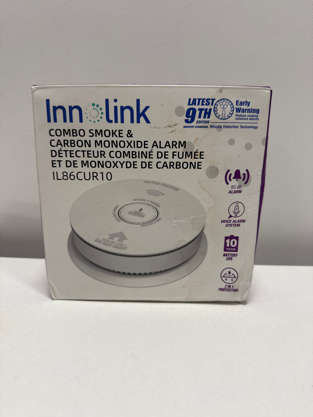 10-Year Battery Powered Wireless Interconnected Smoke and Carbon Monoxide Detector with Voice Alarm(1-Pack)
