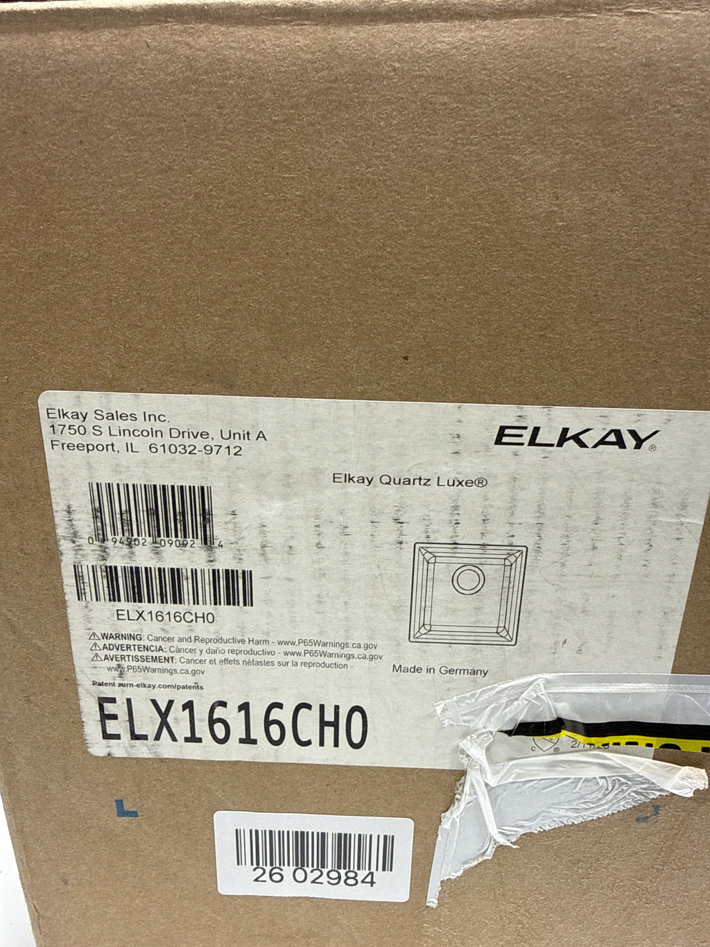 Elkay ELX1616 Quartz Luxe 15-3/4" Undermount Single Basin Quartz Composite Kitchen Sink Charcoal
