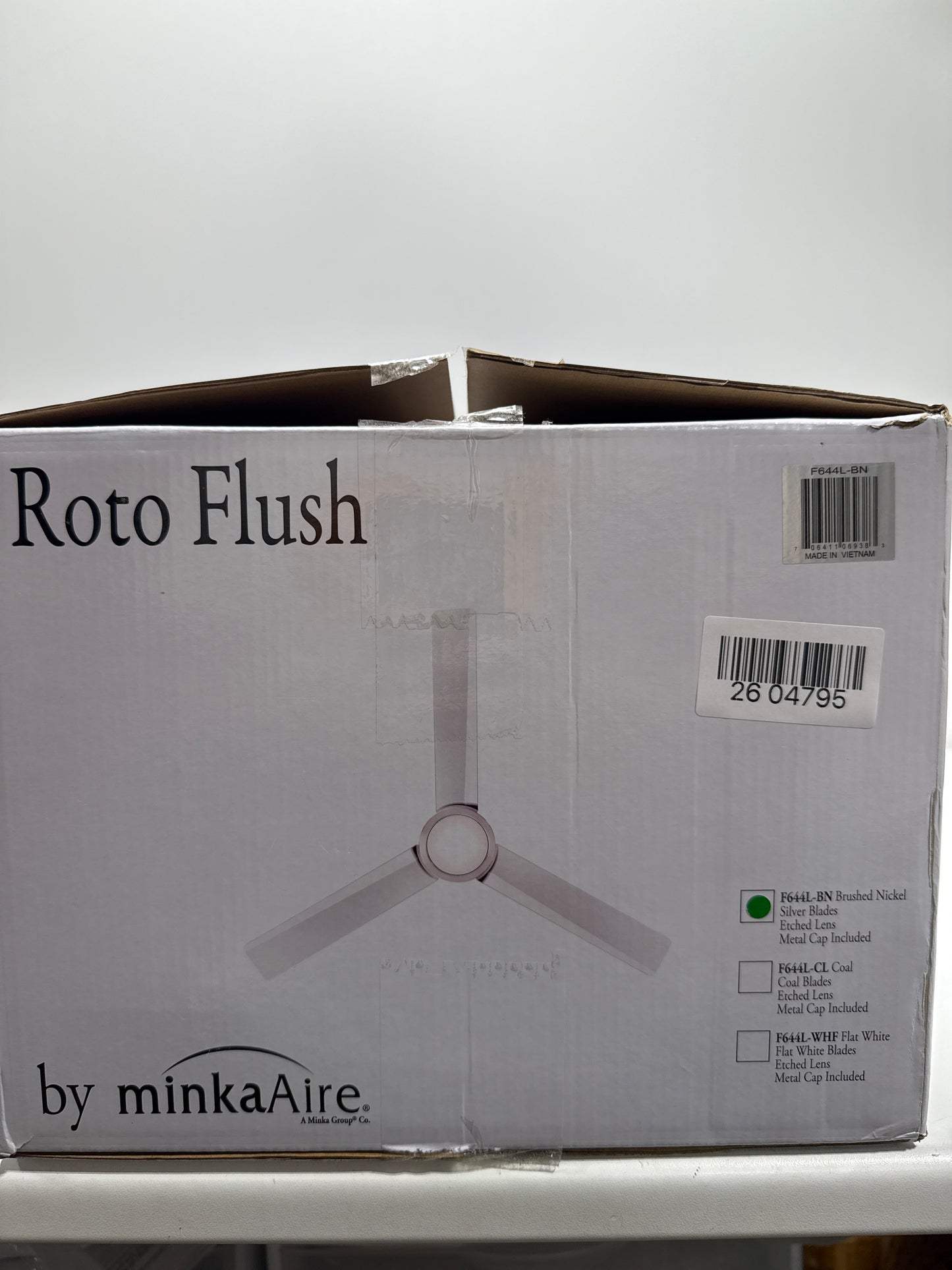 MINKA-AIRE F644L-BN Roto Flush 52" 3-Blade LED Ceiling Fan in Brushed Nickel Finish with Brushed Nickel Blades and a Frosted White Lens