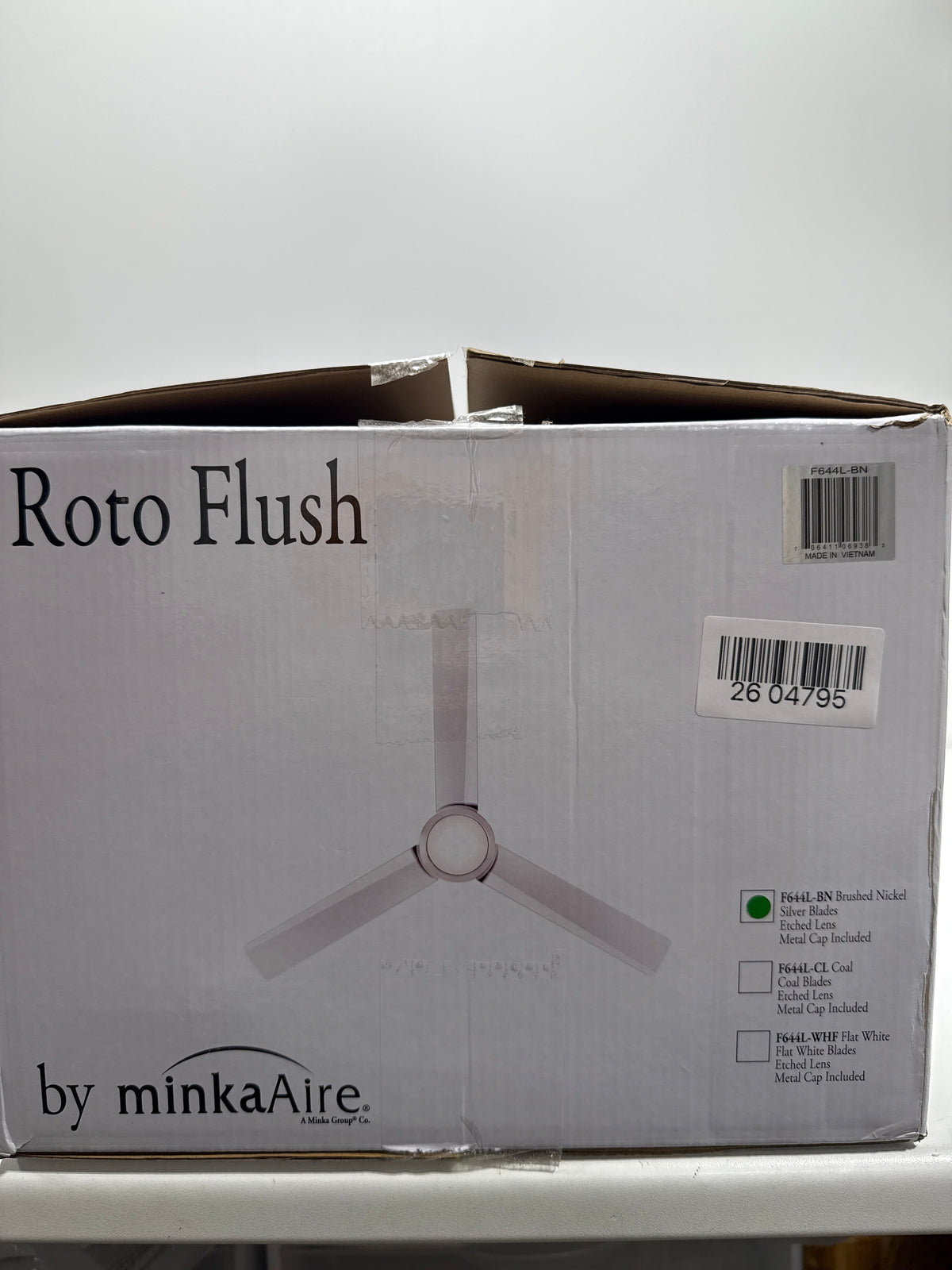 MINKA-AIRE F644L-BN Roto Flush 52" 3-Blade LED Ceiling Fan in Brushed Nickel Finish with Brushed Nickel Blades and a Frosted White Lens