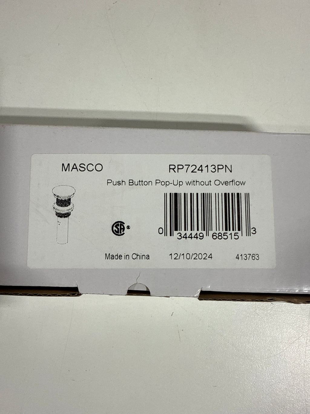Brizo RP72413 1-5/8’’ Push Button Drain Assembly - Less Overflow Brilliance Polished Nickel - *Plumbing