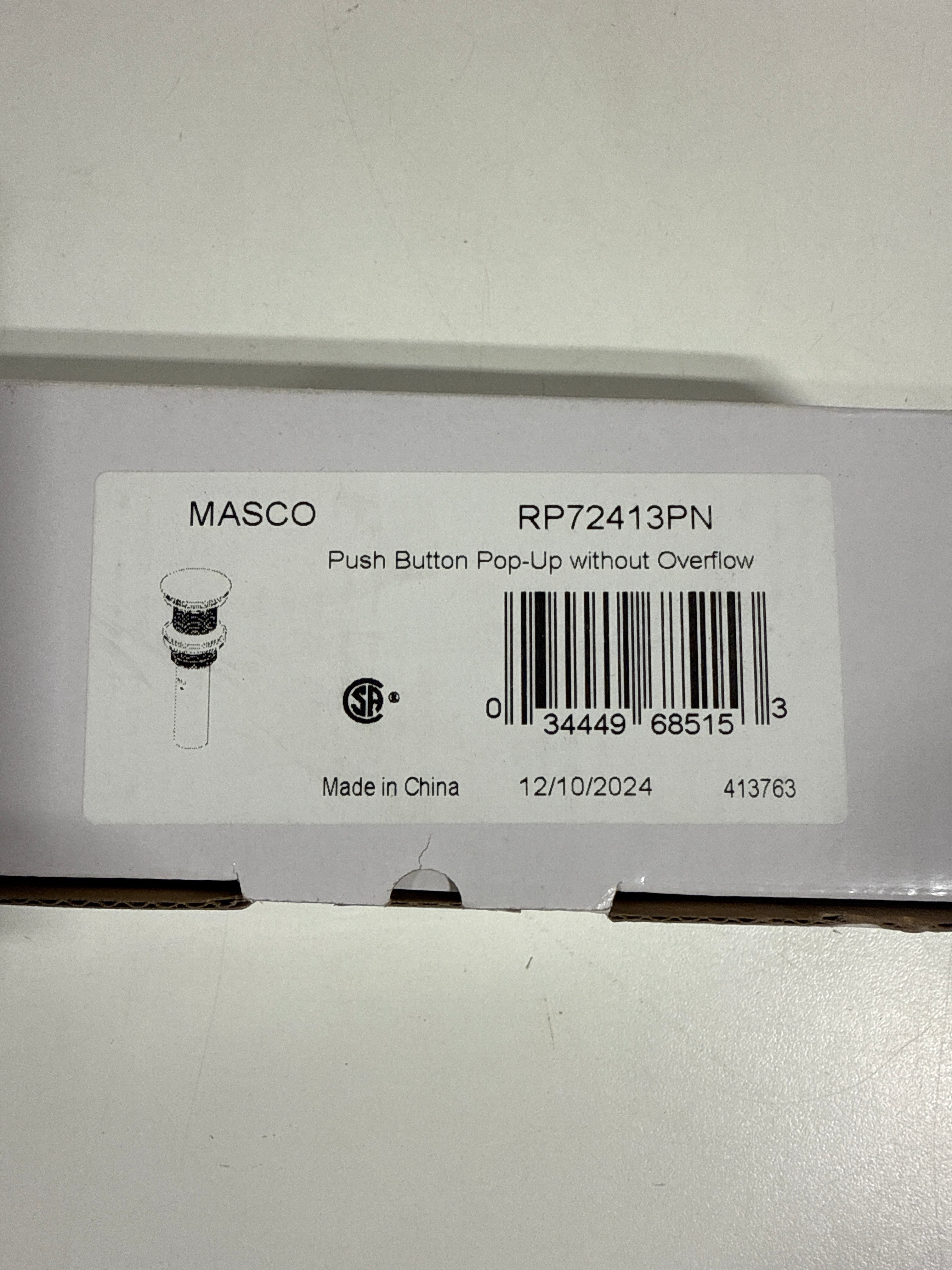 Brizo RP72413 1-5/8’’ Push Button Drain Assembly - Less Overflow Brilliance Polished Nickel - *Plumbing