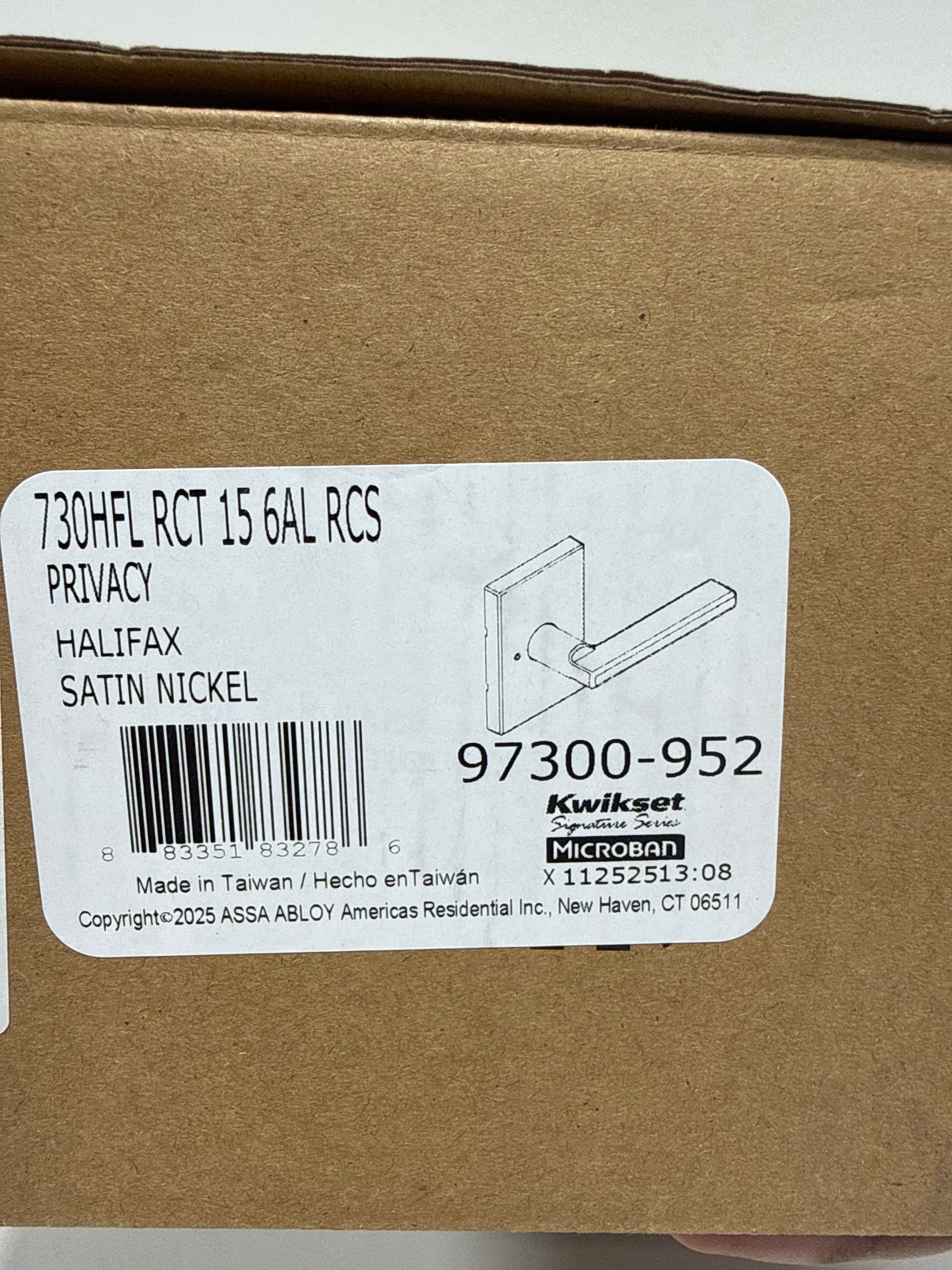 Halifax Rectangle Rose Satin Nickel Privacy Bed/Bath Door Handle