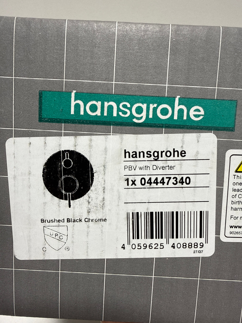 Hansgrohe 04447 Ecostat Pressure Balanced Valve Trim Only with Integrated Diverter for 2 Distinct Functions - Less Rough in Brushed Black Chrome