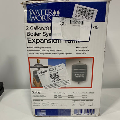 Water Worker Gray Hydronic Baseboard Heater Expansion Tank - 4.4 Gallon, Hot Water & Gas Compatible, Supports up to 150,000 BTU, for Closed-Loop Heating Systems