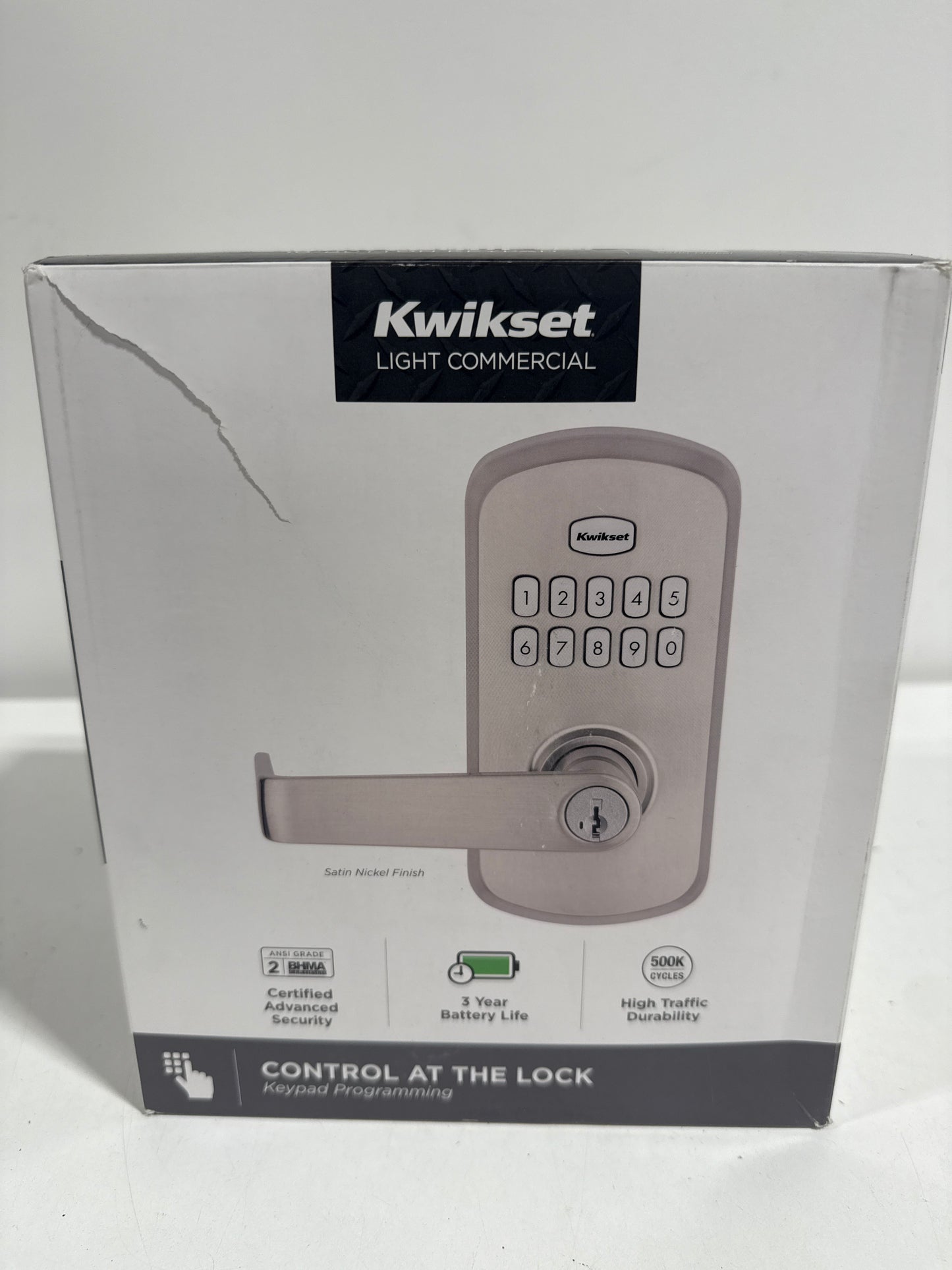 Kwikset 955KNL-S SmartCode 955 Electronic Keypad Entry Leverset with Kingston Lever Satin Nickel