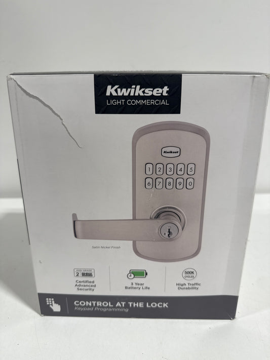 Kwikset 955KNL-S SmartCode 955 Electronic Keypad Entry Leverset with Kingston Lever Satin Nickel