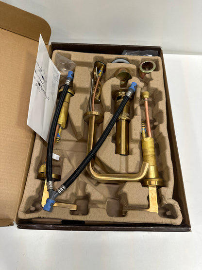 Used Drea 8 in. Widespread Double Handle Bathroom Faucet in Brushed Gold