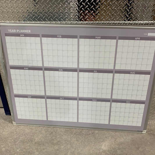 See Desc MasterVision Magnetic Dry Erase 12 Month Yearly White Board Planner, Wall Mounting, Sliding Marker Tray, 36" x 48", Aluminum Frame (GA05106830), 3' x 4'