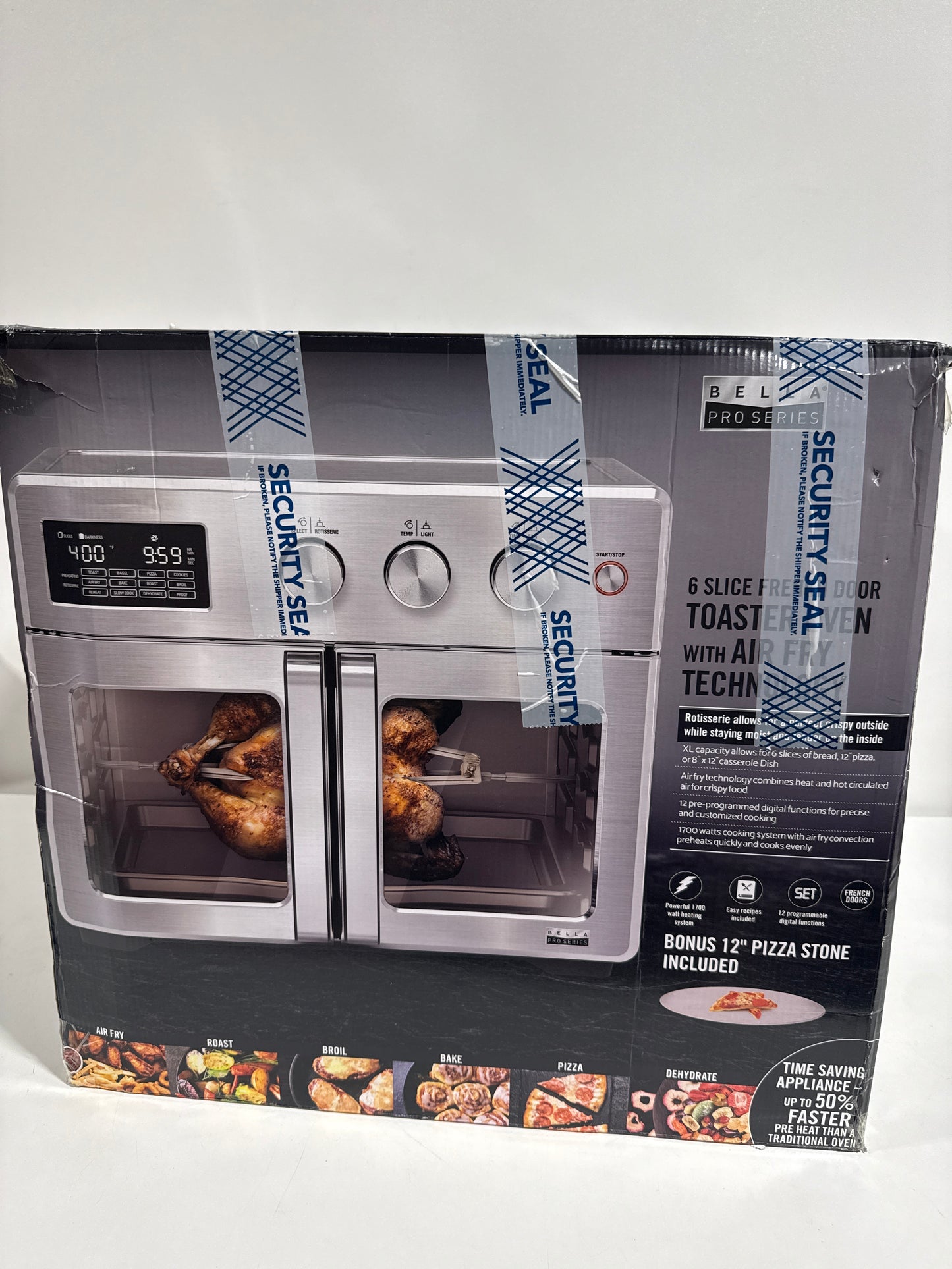 Dent Bella PRO - 12-in-1 6-Slice Toaster Oven + 33-qt. Air Fryer with French Doors