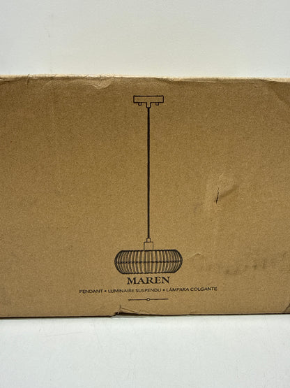 GLOBE Electric 65701 Maren 1-Light Pendant Lighting, Matte Black, Rattan Shade, Bulb Not Included