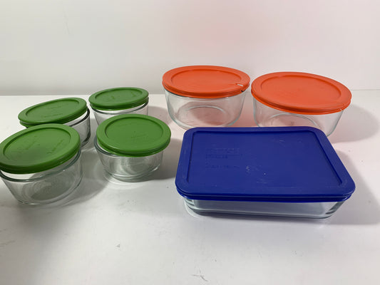 Used Pyrex 14pc Glass Food Storage Container Set