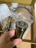 Used- Gourmetier GS1273PL Heritage Two-Handle Deck-Mount Pull-Down Sprayer Kitchen Faucet Antique Brass - *Plumbing