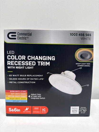 Commercial Electric 6 in. Adjustable CCT Retrofit Integrated LED Recessed Downlight Trim with Night Light 670LM Kitchen Lighting