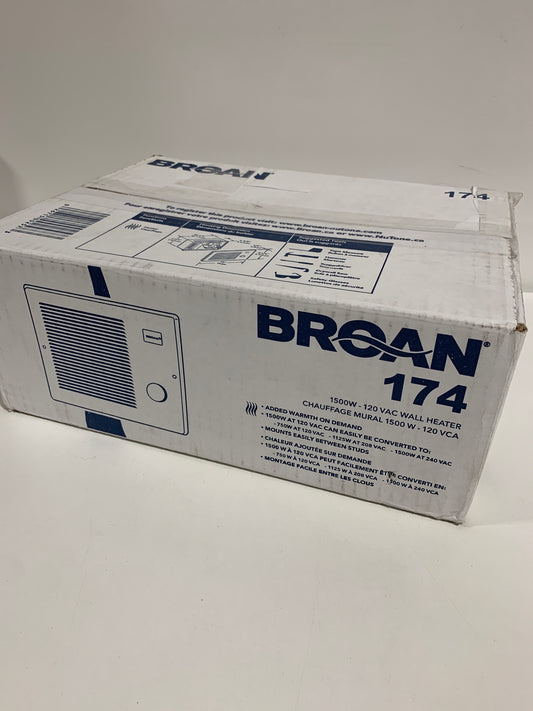Broan-NuTone Wall Heater, White Grille Heater with Built-In Adjustable Thermostat, 750/1500W, 120/240V AC