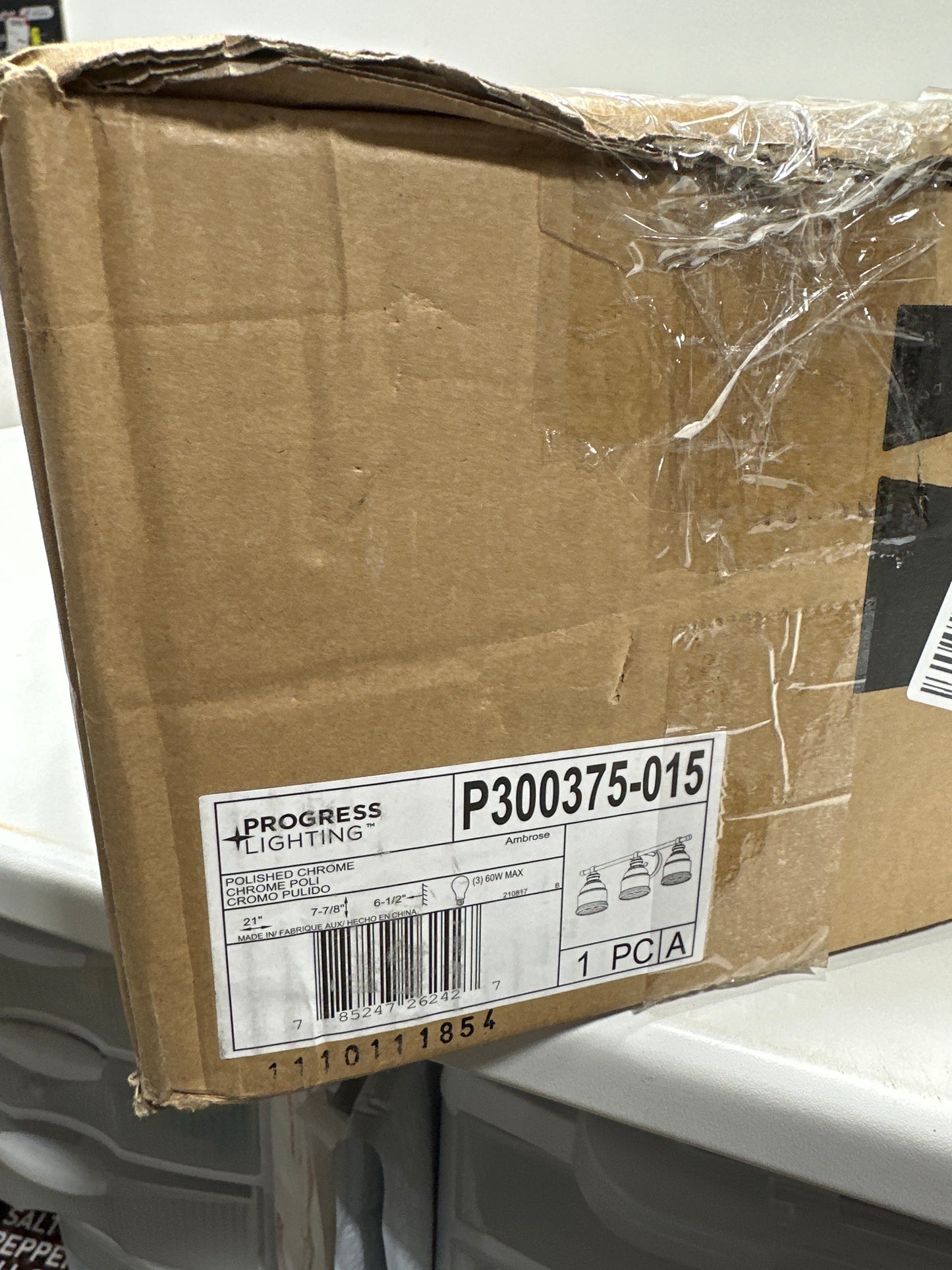 Progress Lighting Ambrose Collection 21 in. 3-Light Polished Chrome Clear Glass New Traditional Bath Vanity Light