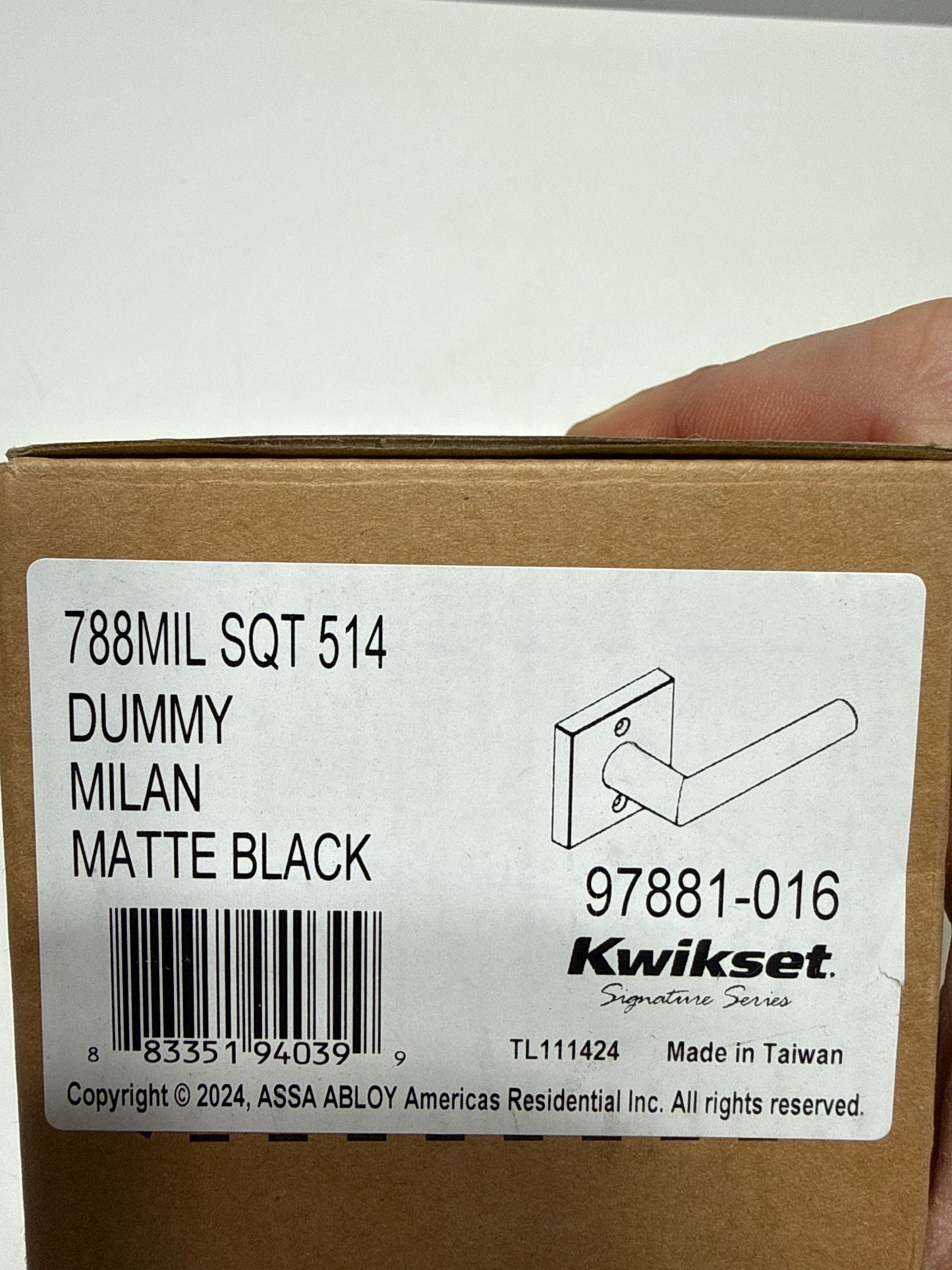 Milan Matte Black Square Half Dummy Reversible Door Lever
