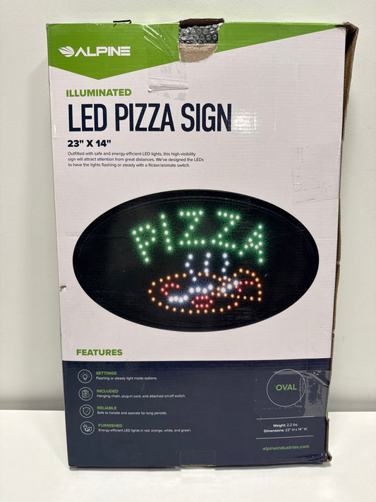 Alpine Industries LED Pizza Sign (Oval) - Commercial Grade Eye Catching Store Sign