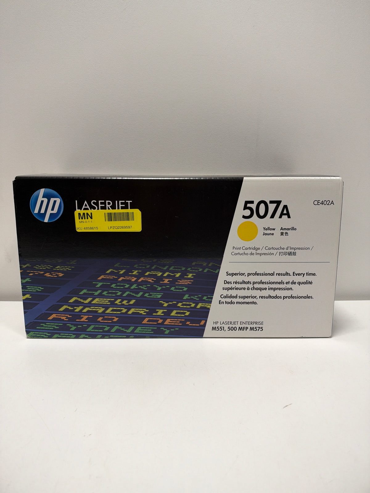 HP 507A Yellow Toner Cartridge | Works LaserJet Enterprise 500 Color M551, MPF M575, MPF M570 Series | CE402