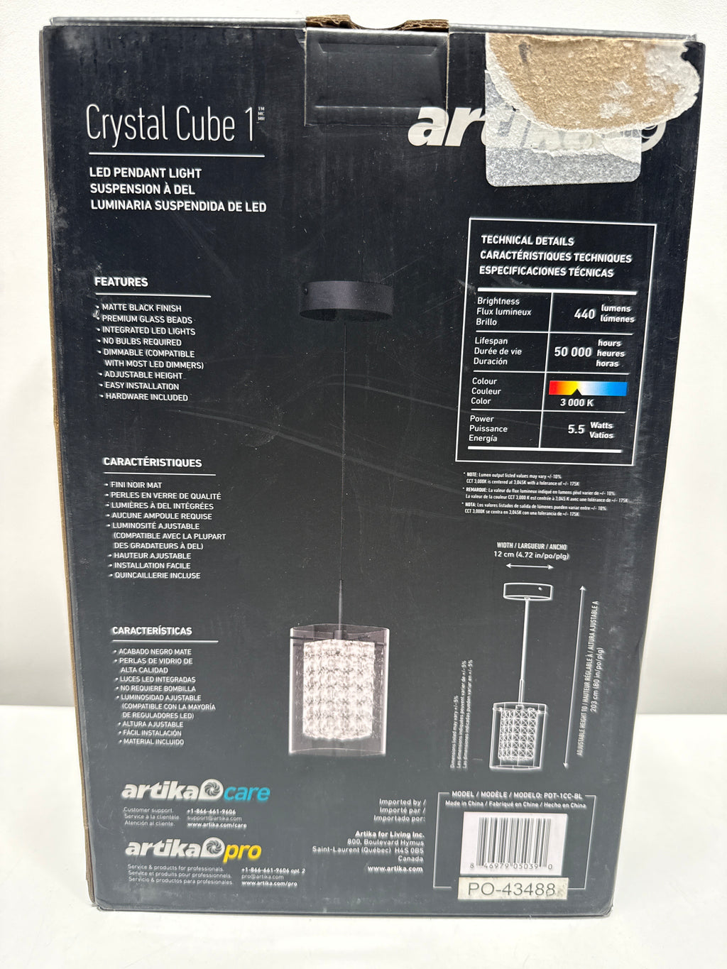 Artika Crystal Cube 1-light LED Pendant Light