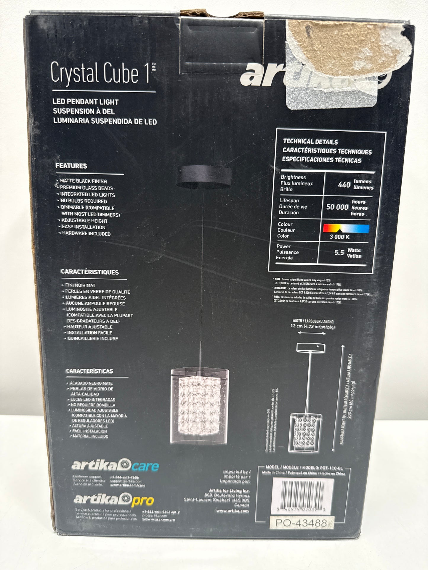 Artika Crystal Cube 1-light LED Pendant Light