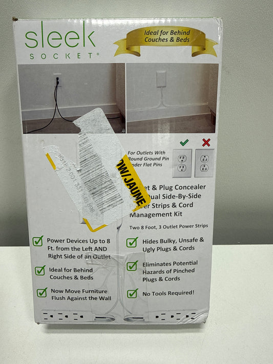 Sleek Socket Wall Outlet Concealer with Dual 8 Ft. Extension Cord with Multiple Outlets