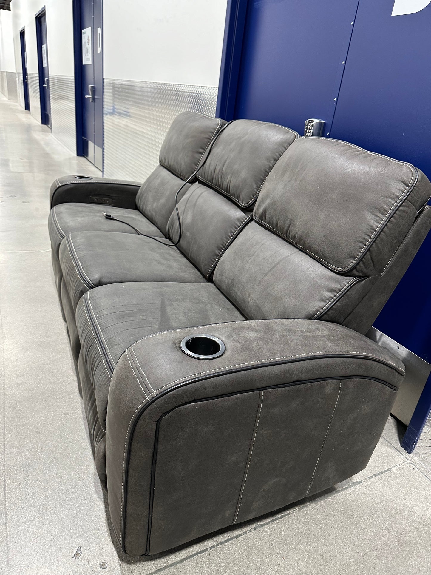 Used Matteus Fabric Power Reclining Sofa with Drop Down Table