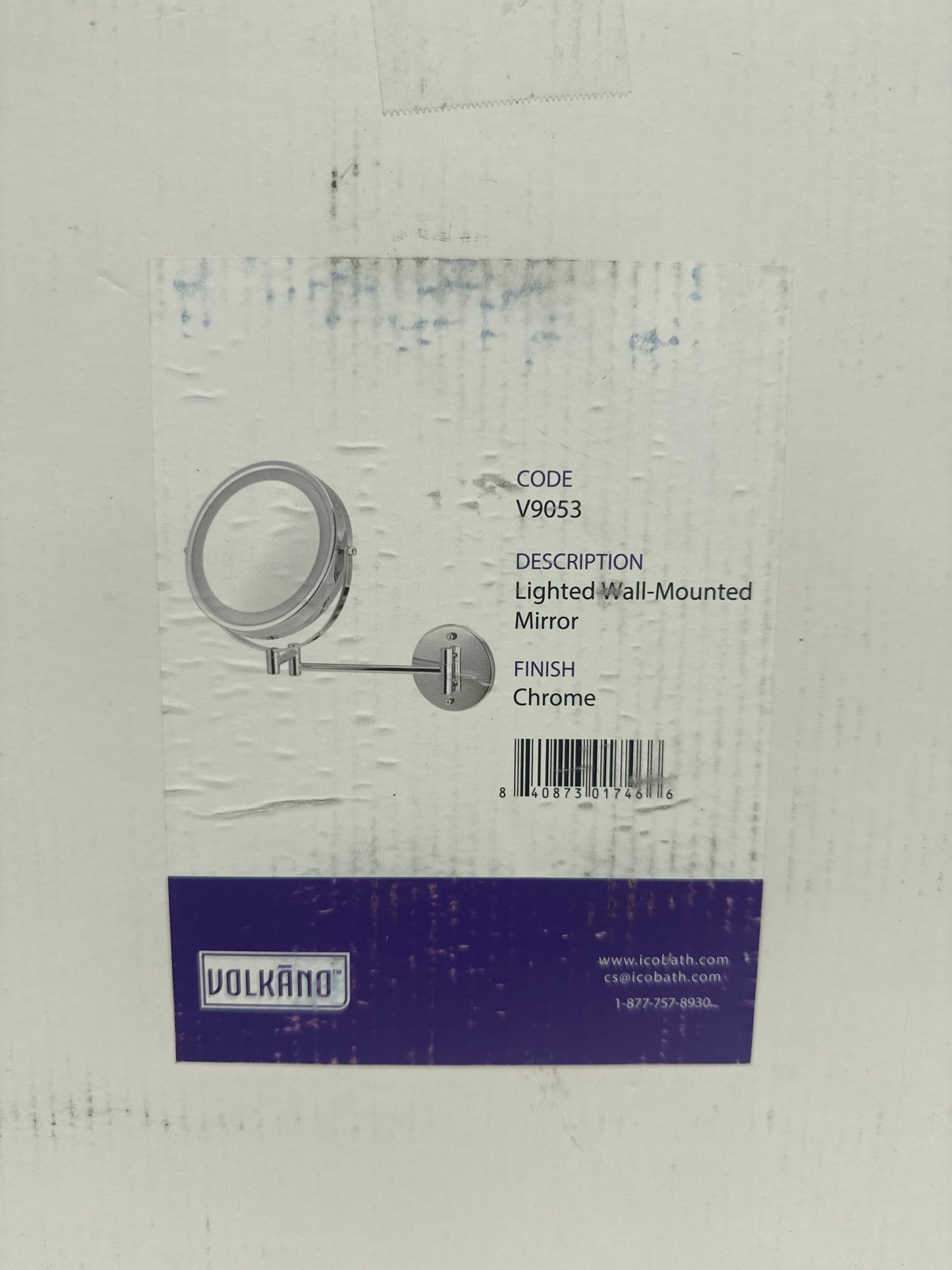 ICO Bath V905 Volkano 19-1/2" W X 13-1/2" H Modern Circular Framed Bathroom Wall Mirror with LED Lighting Chrome