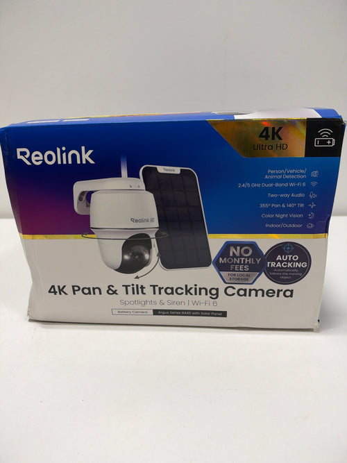 See Desc Reolink - Argus Series B440 4K 8MP Solar Home Security Camera Outdoor Wireless Wi - Fi with Auto-Tracking Pan Tilt - White