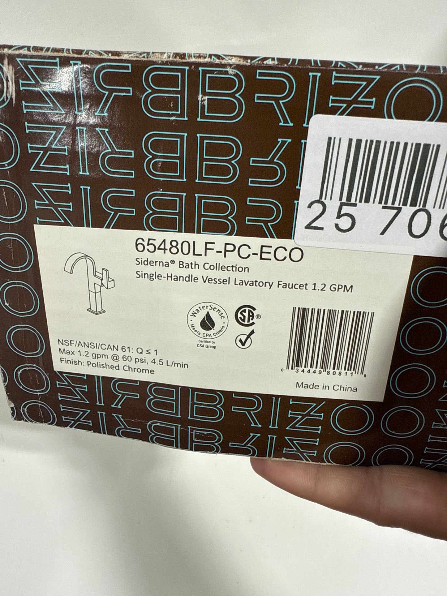 Brizo 65480LF-ECO Siderna 1.2 GPM Single Hole Bathroom Faucet Less Drain Assembly