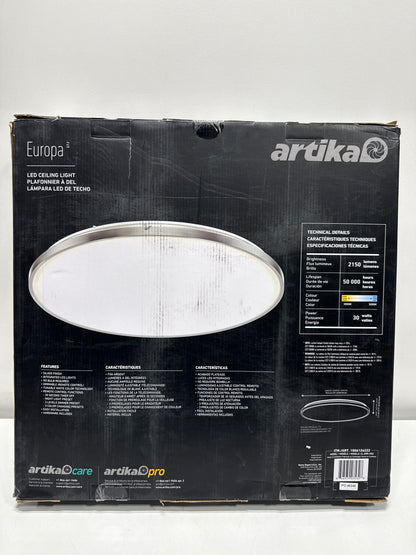 Europa 21 in. Silver LED 3CCT Flush Mount Ceiling Light with Night Light Preset and Remote