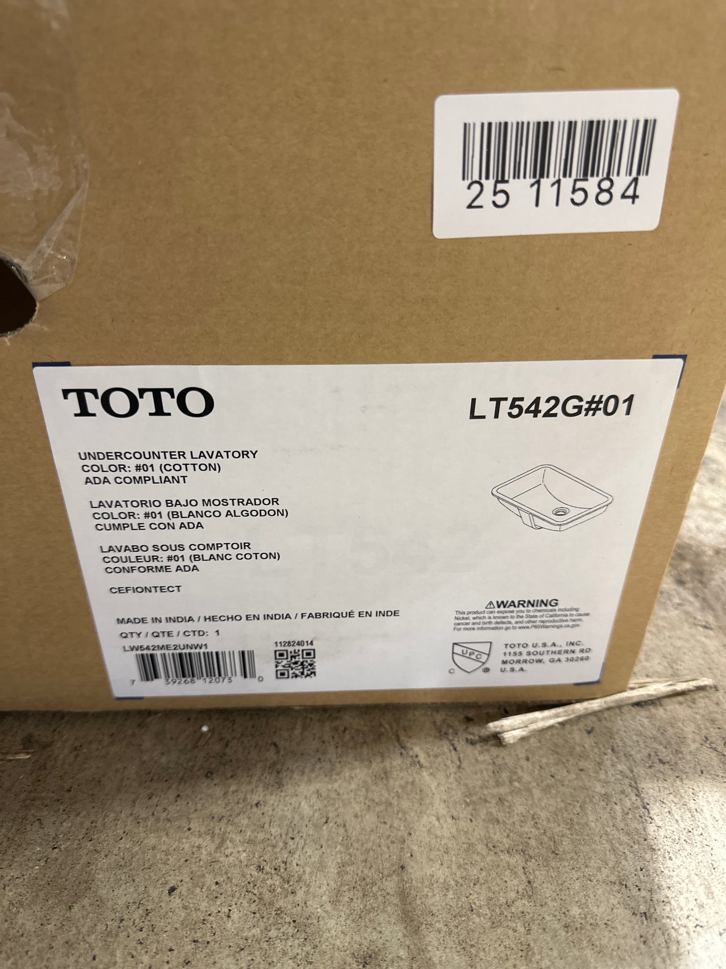 TOTO 19’’ X 12-3/8’’ Rectangular Undermount Bathroom Sink with CEFIONTECT Cotton White - LT542G#01 - *Plumbing