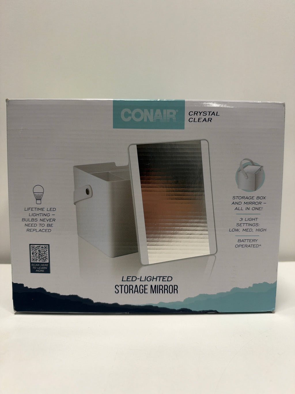 Conair LED Lighted Makeup Mirror with Storage 1X Magnification Hidden Storage Box and Tray Included BETP3ST