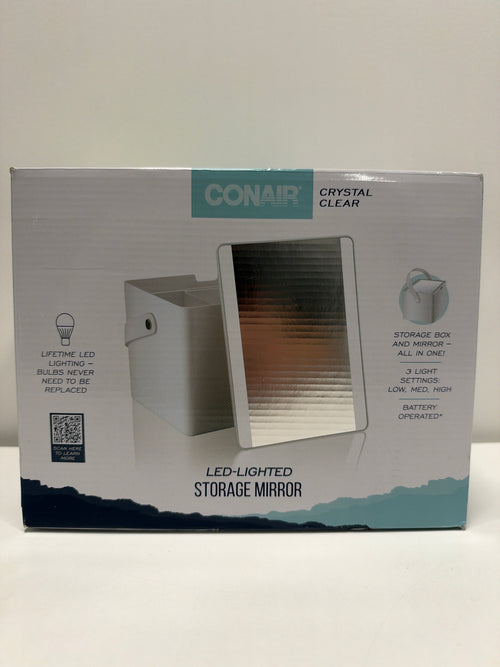 Conair LED Lighted Makeup Mirror with Storage 1X Magnification Hidden Storage Box and Tray Included BETP3ST