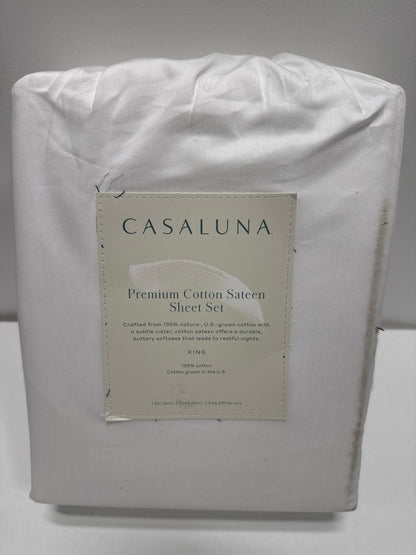 King 600 Thread Count Sateen Sheet Set White - Casaluna