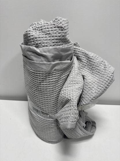 King Washed Waffle Weave Duvet Cover and Sham Set Light Gray - Threshold