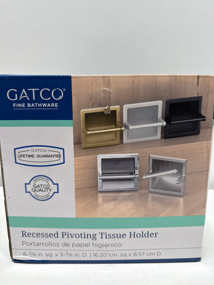 Gatco 751 Recessed Pivoting Arm Toilet Paper Holder Satin Nickel