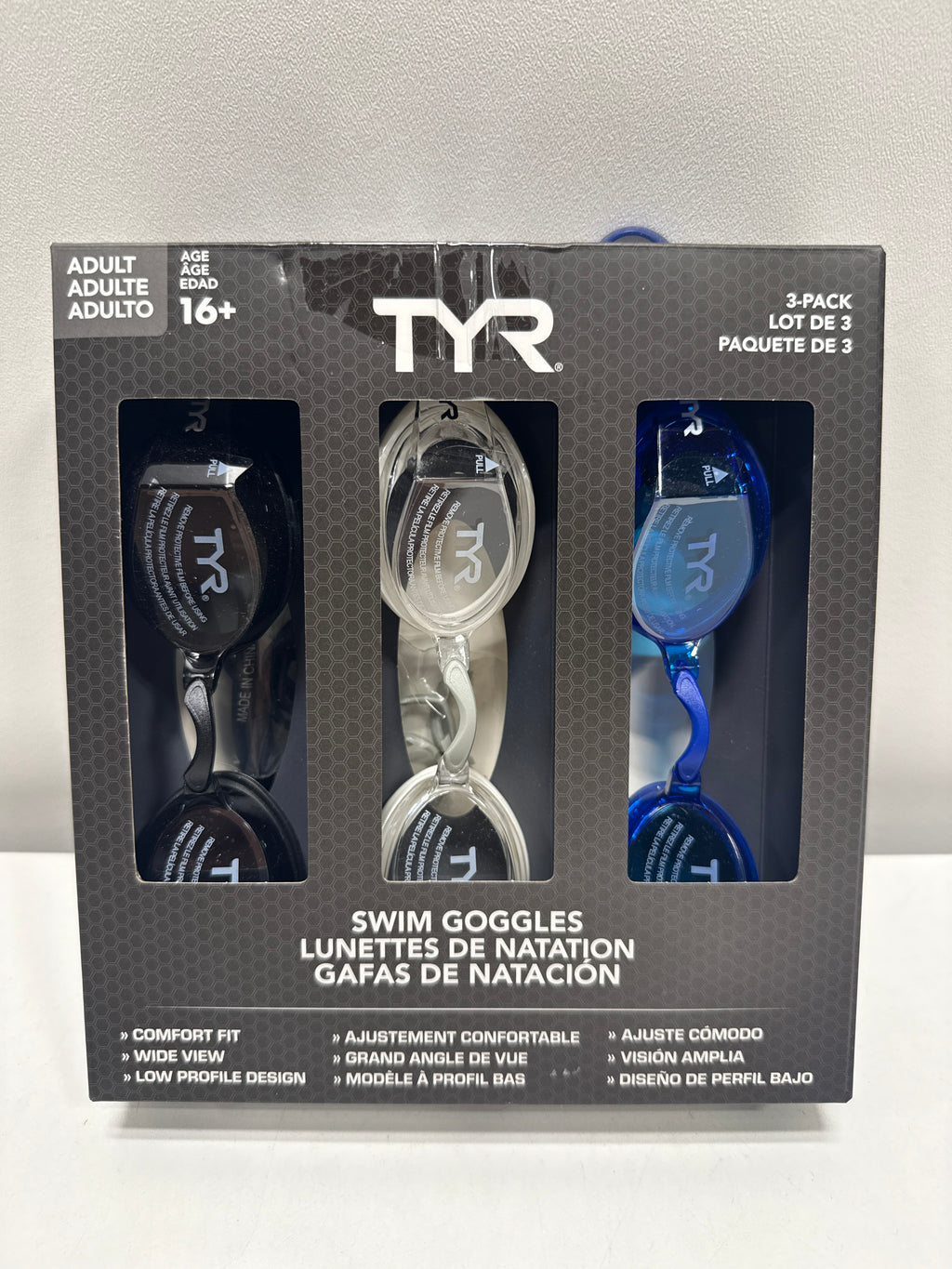 TYR Adult Swim Goggle 3-pack