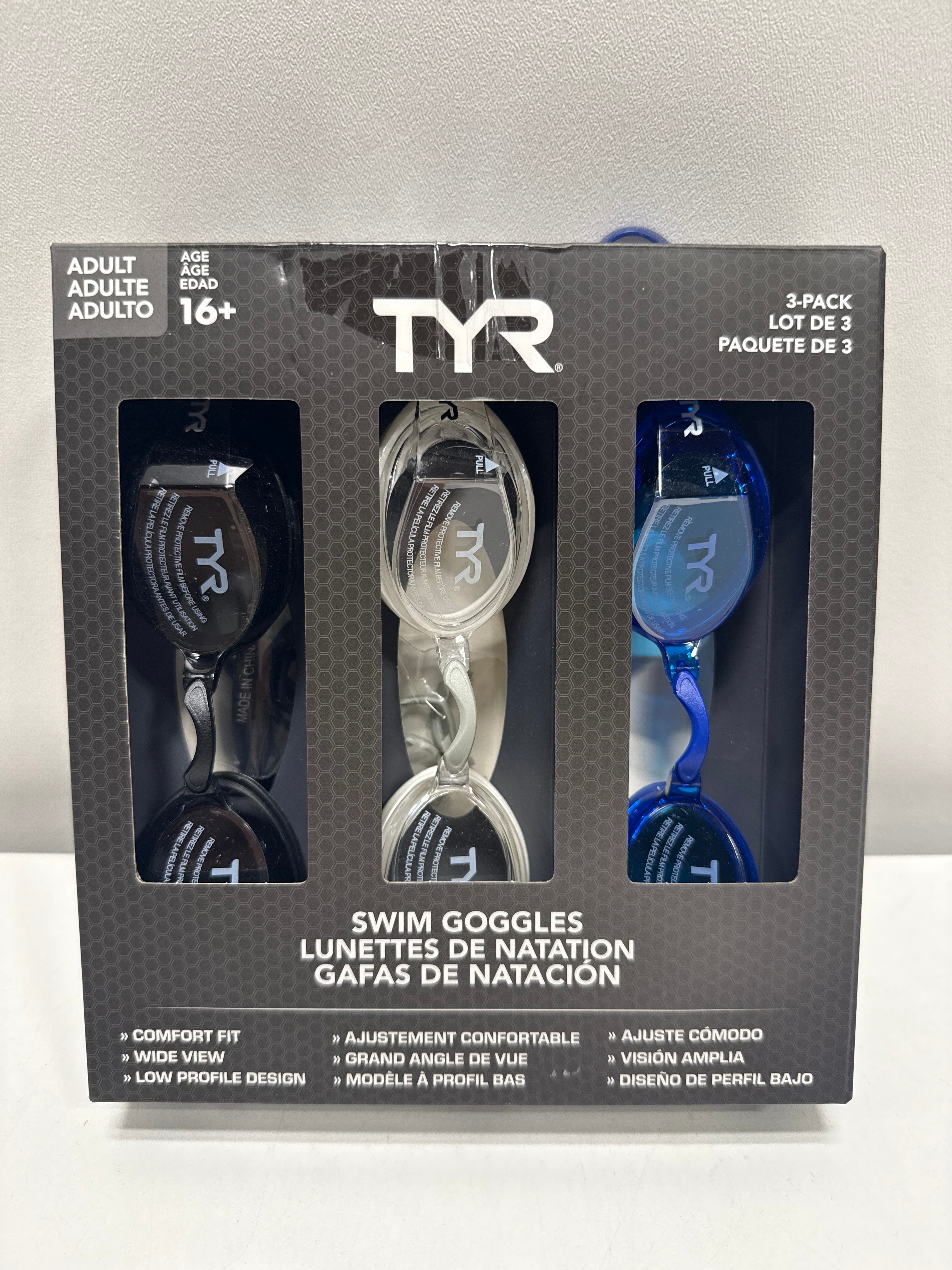 TYR Adult Swim Goggle 3-pack