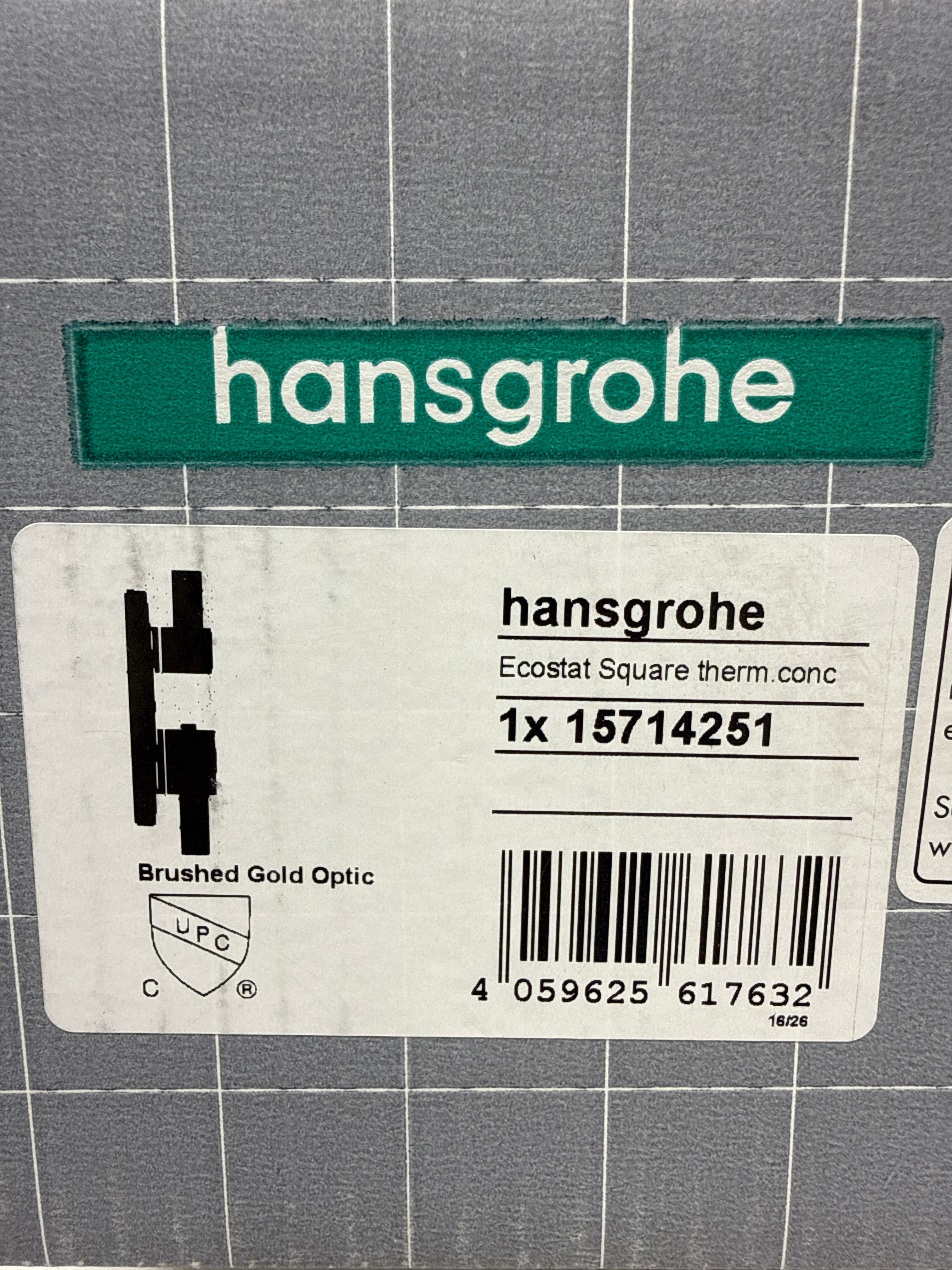 hansgrohe Ecostat Square -Handle -inch Wide Thermostatic Shower Valve Trim in Brushed Gold Optic, 15714251
