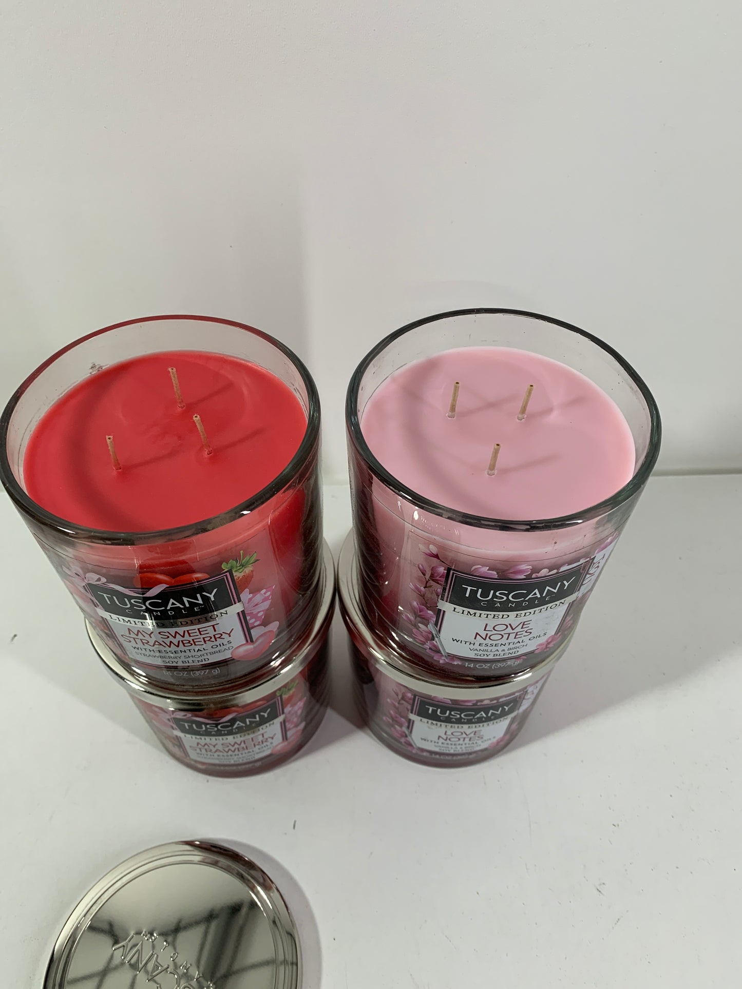 4 Tuscany Candles - My Sweet Strawberry & Love Notes