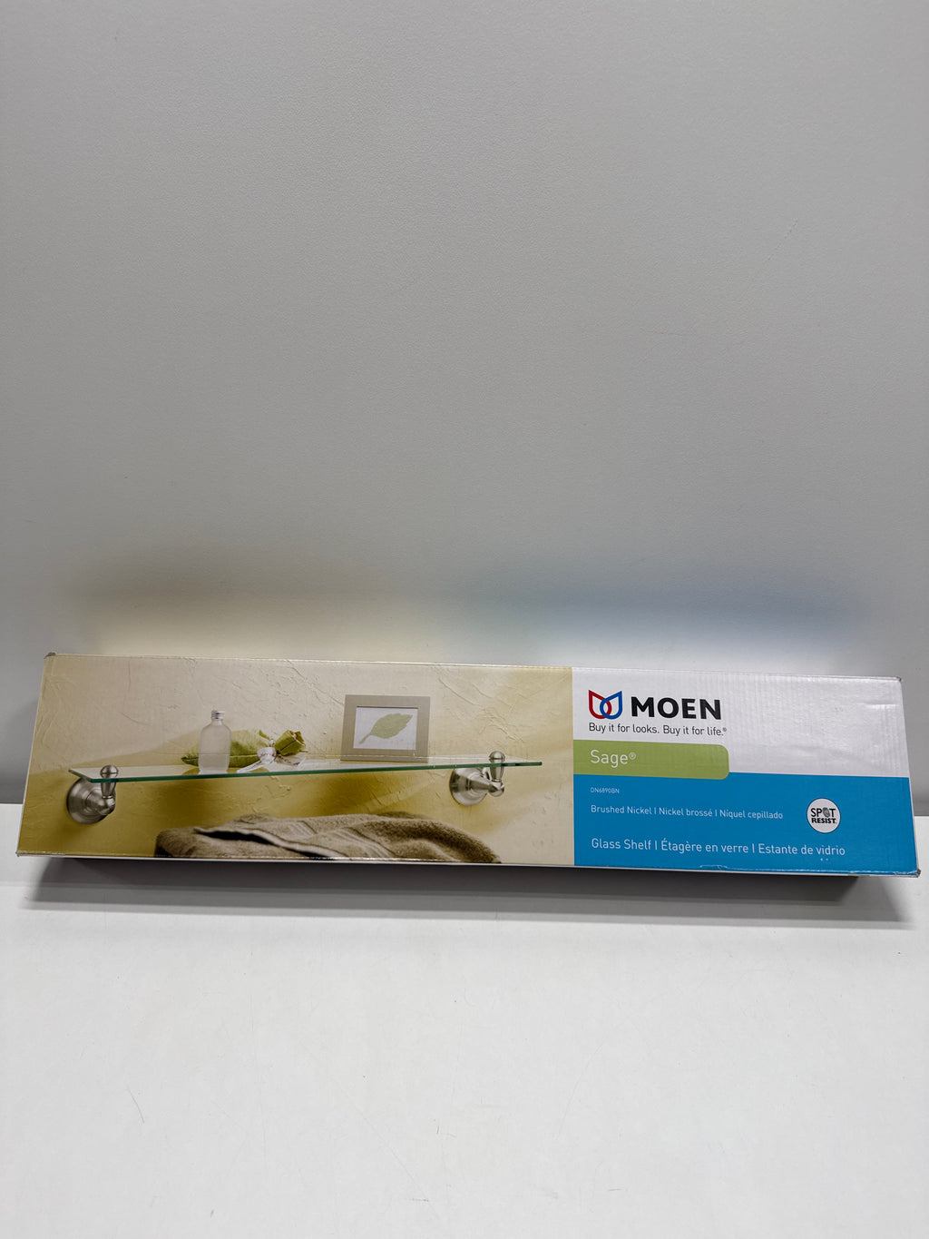 Moen Sage 22 in. W Glass Bath Shelf in Spot Resist Brushed Nickel