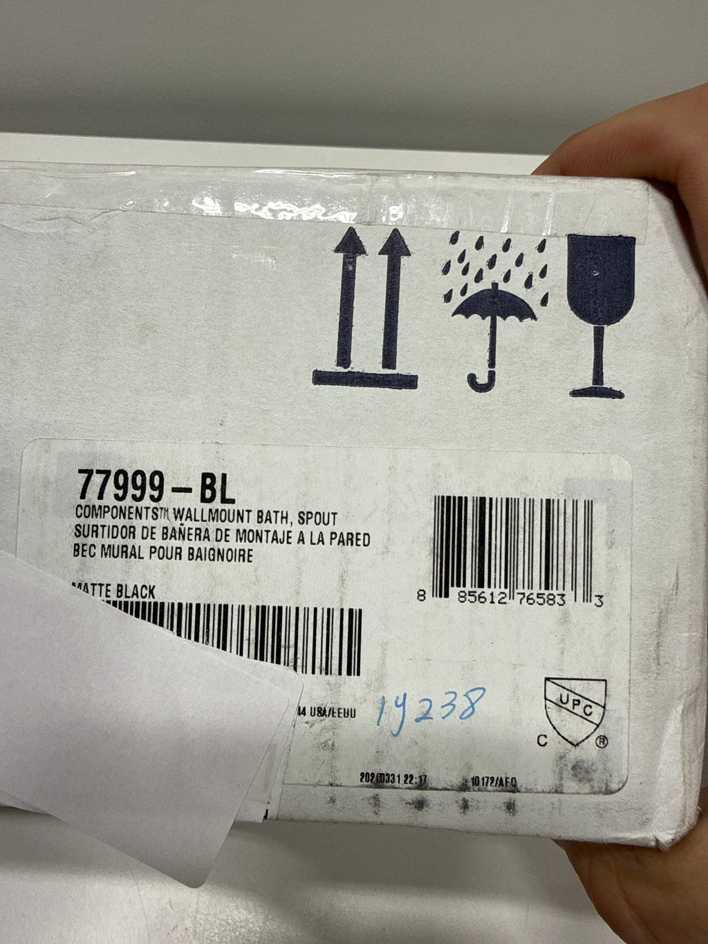 Kohler 77999-BL Components Wall-Mount Bath Spout, Matte Black