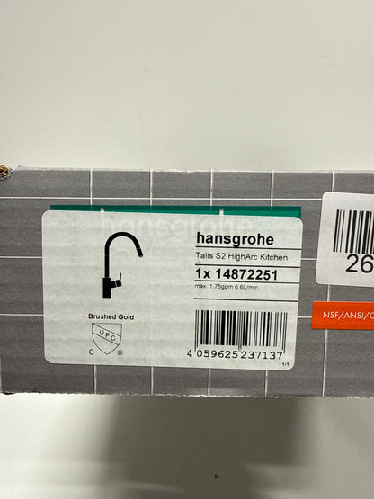 hansgrohe Talis S² Gold High Arc Kitchen Faucet, Kitchen Faucets with Pull Down Sprayer, Faucet for Kitchen Sink, Magnetic Docking Spray Head, Brushed Gold Optic 14872251