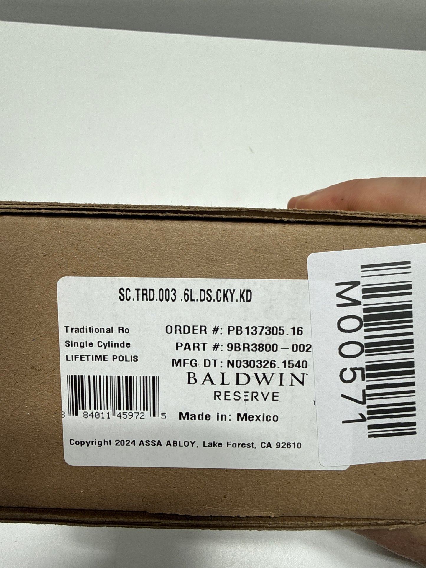 Baldwin SC.TRD.003.6L.DS.CKY.KD Traditional Round Single Cylinder Deadbolt, Polished Brass