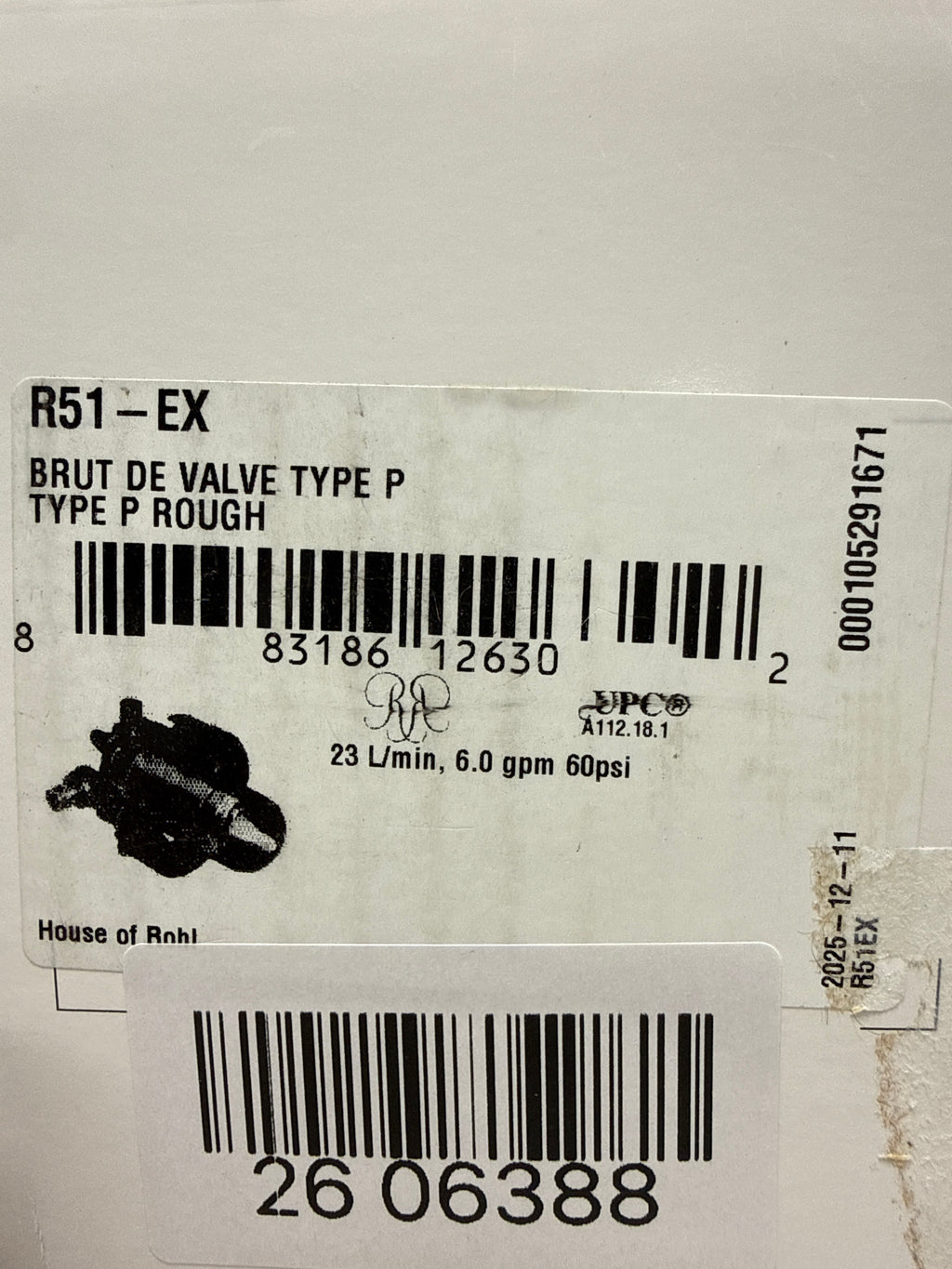 House of Rohl R51-EX 1/2" Pressure Balance Rough-in Valve with Expansion PEX Connection Type Valves Rough in Valves Shower Valves