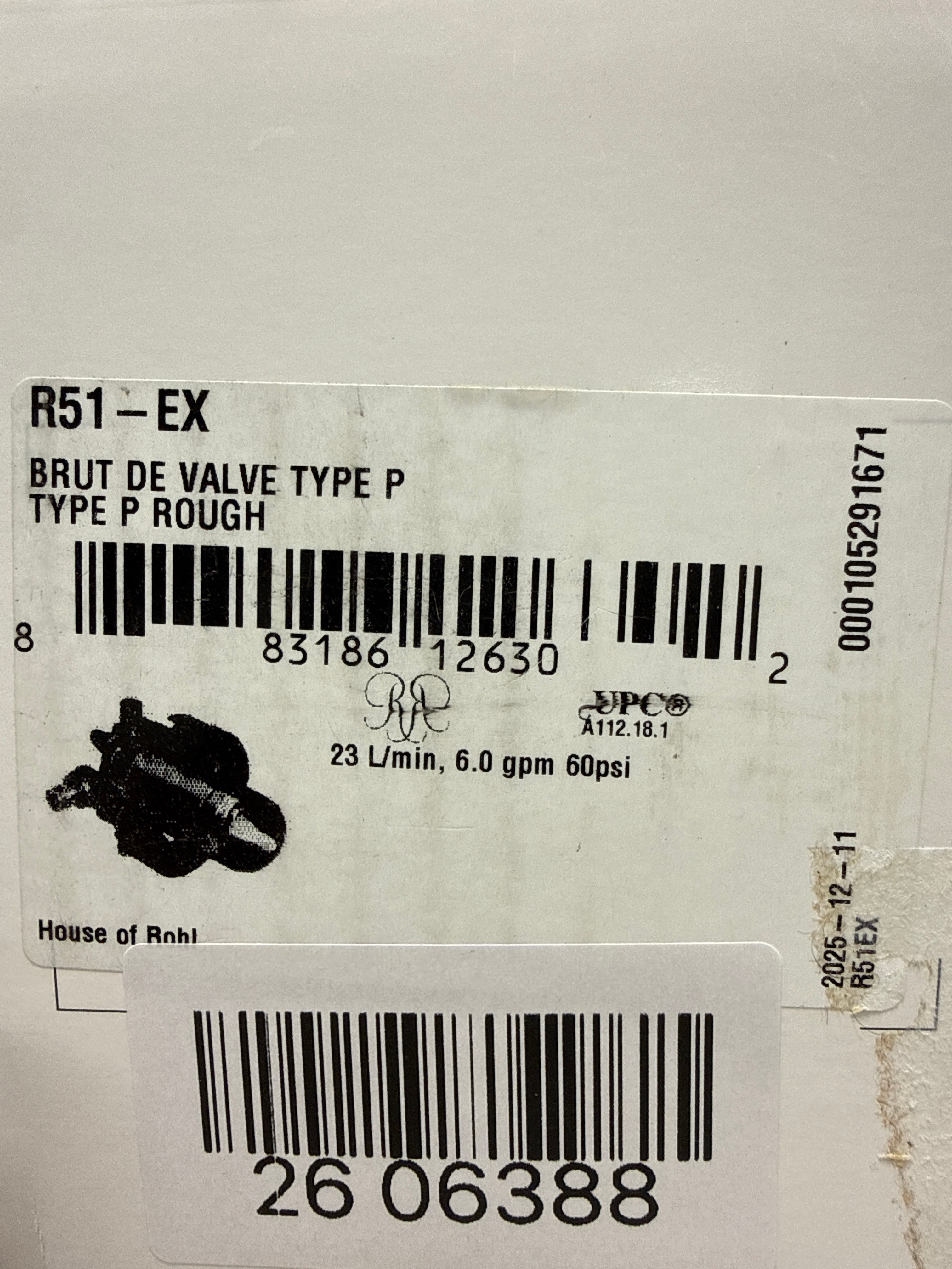 House of Rohl R51-EX 1/2" Pressure Balance Rough-in Valve with Expansion PEX Connection Type Valves Rough in Valves Shower Valves