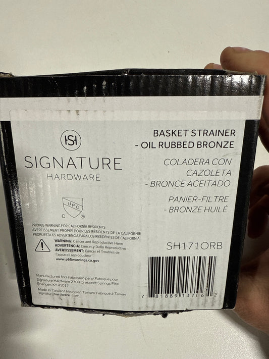 Signature Hardware Oil Rubbed Bronze Kitchen Sink Basket Strainer SH171ORB
