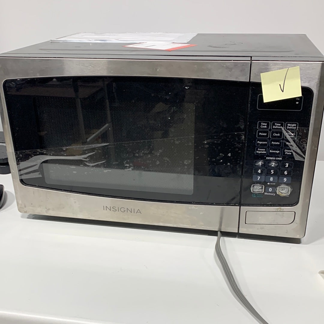 Used Insignia 0.9 Cu. Ft. Compact Microwave - Stainless Steel