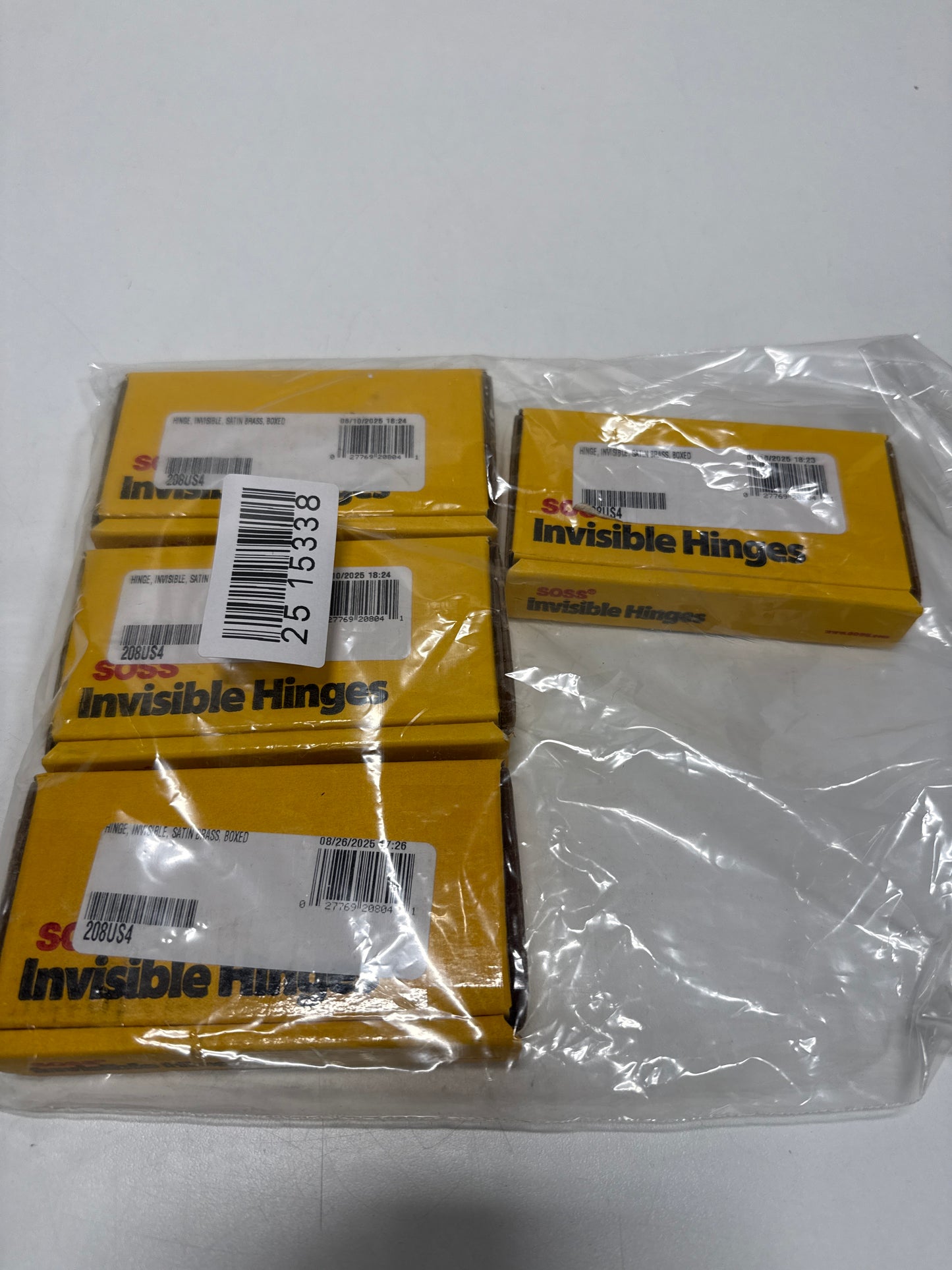 4 x SOSS 2084 5/8 X 2-3/4 Medium Duty Invisible Hinge for 1 Doors Satin Brass Finish